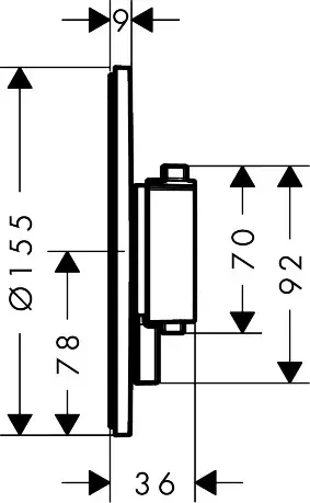 Термостат для душа, встраиваемый, шлиф.черный хром Hansgrohe Ecostat Comfort S 33715340 
