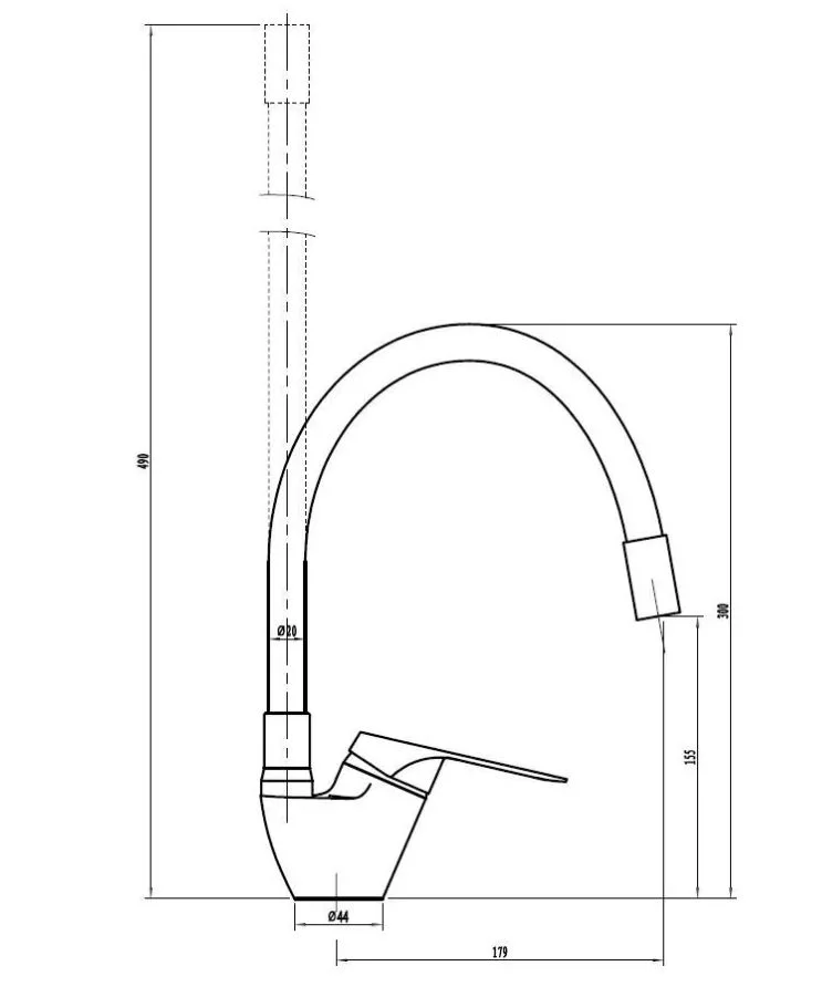 Смеситель для кухни, хром-белый VODA Elastic EH519white