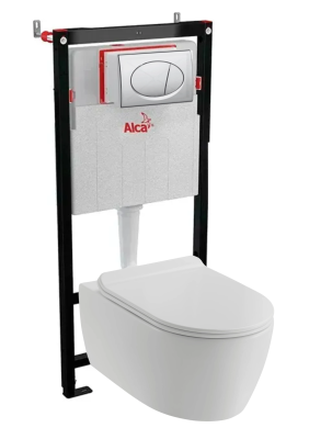 Комплект 4в1: Инсталляция Alcaplast AM101/1120, панель смыва M71, унитаз SSWW SACG006K K25090801