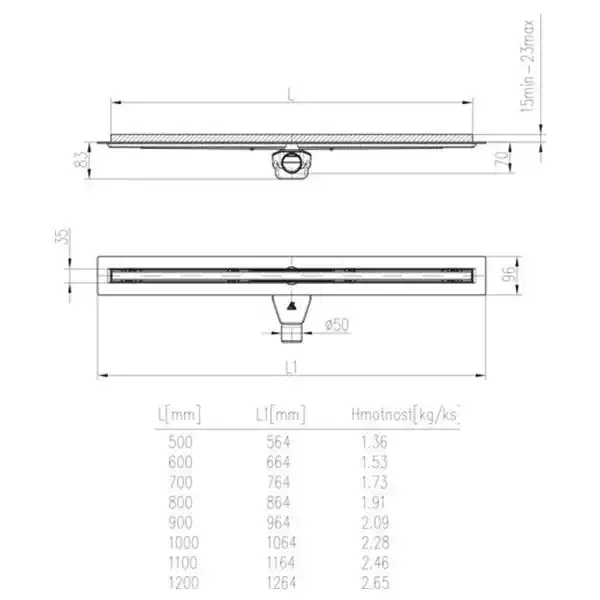 Трап линейный для пола, поворотный сифон MCH CH500SLP