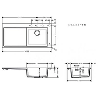 Мойка S51, композитная, с крылом, 510х1050, черный гранит Hansgrohe 43314170