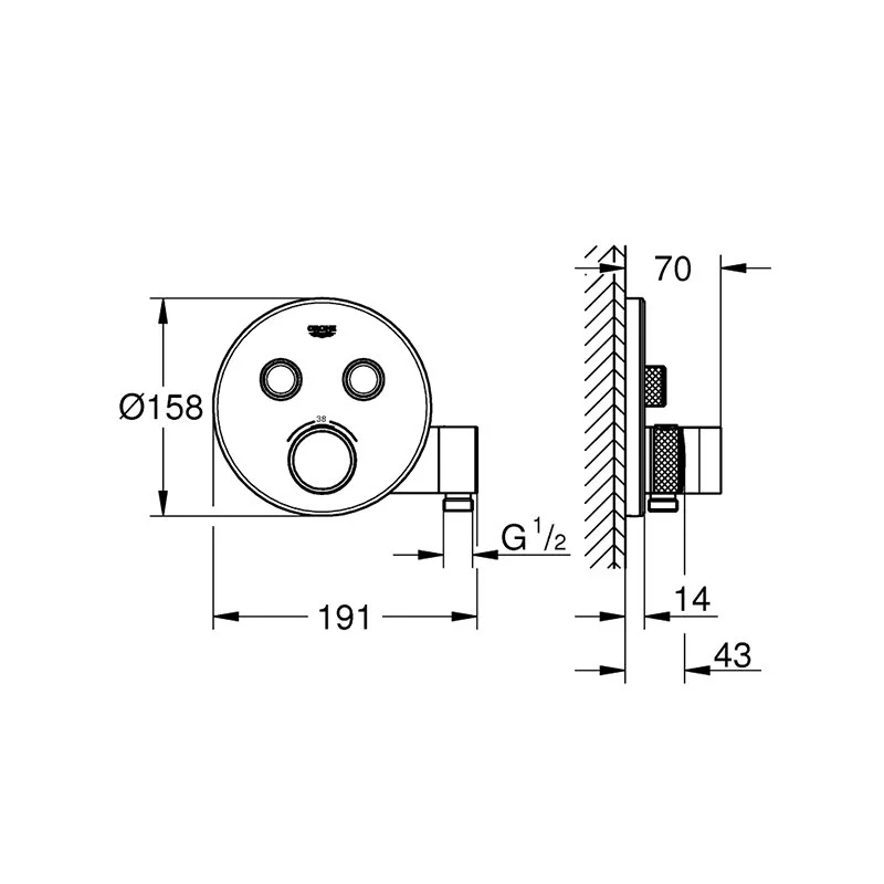 29120000 Grohtherm SmartControl Термостат на 2 выхода, комплект верхней части