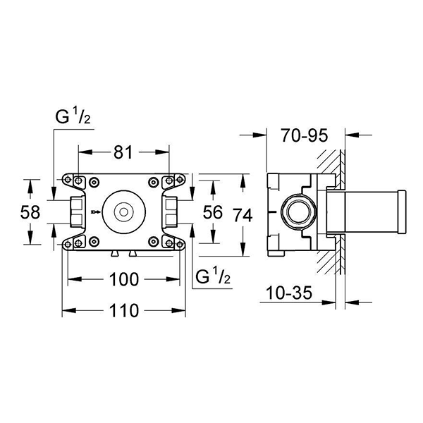 Встраиваемый механизм для подключения душевого шланга Grohtherm F 35034000