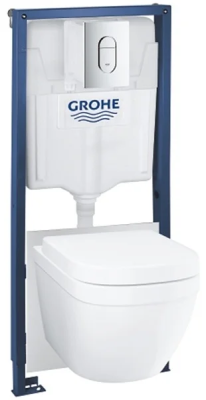 Комплект 5в1: Инсталляция с панелью смыва, унитаз с сиденьем Grohe Euro Ceramic 39536000 Комплект 5в1: Инсталляция с панелью смыва, унитаз с сиденьем Grohe Euro Ceramic 39536000