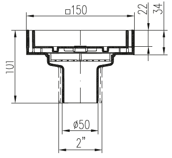 Трап точечный для пола, D50, прямой подвод MCH S1397