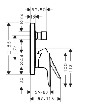 Смеситель для ванны, встраиваемый, бронза Hansgrohe Talis E 71745140
