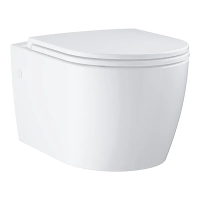 Унитаз подвесной, безободковый, с сиденьем, с крепежами, белый Grohe Bau Ceramic 103860SH00