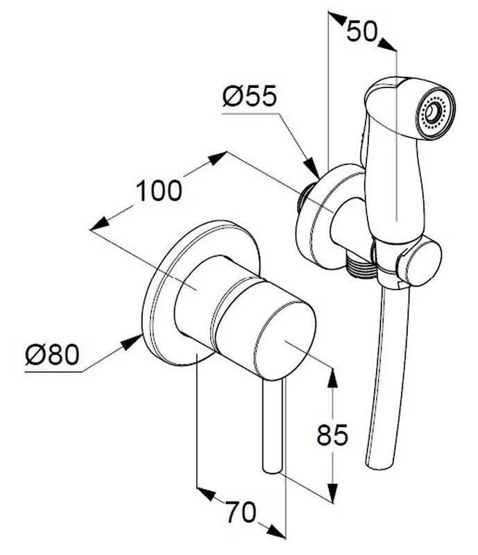 Гигиенический душ со смесителем, хром Kludi Bozz 389990576