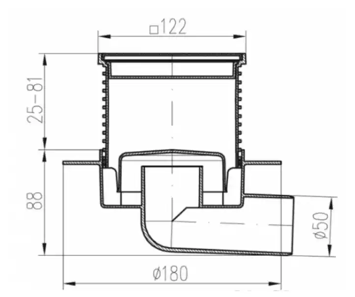Трап точечный для пола, боковой слив MCH F425NXL