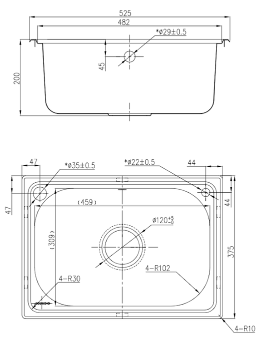 Мойка 375x525, одна чаша, нержавеющая сталь JOMOO 06117-7Z-I011