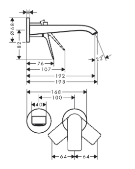 Смеситель для раковины, встраиваемый, шлиф. черный хром Hansgrohe Vivenis 75050340