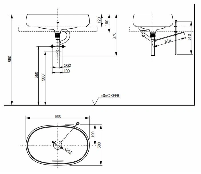 Раковина накладная 60, круглая, белый TOTO CE PJS05WEE#MW