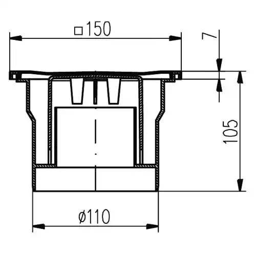 Трап точечный для пола, нижний слив MCH 323P