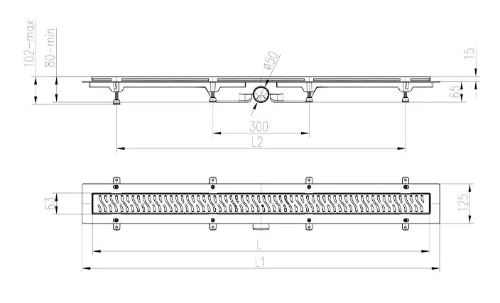 Трап линейный для пола, боковой слив, золото MCH CH950/50HN1ZL