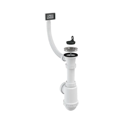 Сифон для раковины с нержавеющей решеткой d70 и гофропереливом Alcaplast A444-DN50/40 Сифон для раковины с нержавеющей решеткой d70 и гофропереливом Alcaplast A444-DN50/40