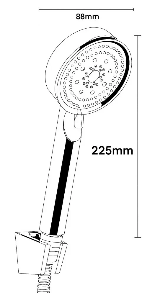 Ручной душ с держателем и шлангом, черный VODA VS101Black