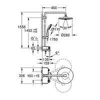 Душевая система с термостатом для ванны, хром Grohe Euphoria SmartControl System 260 Mono 26510000