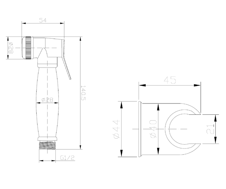 Гигиенический душ с держателем и шлангом 1200, бронза ESKO BH3in1BR