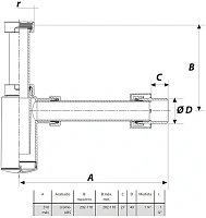 Сифон бутылочный с удлинителем, черный S-438 1 1/4x40 Jimten 001616 