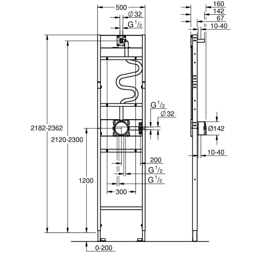 Инсталляция для душа Grohe Rapido Shower Frame 1039939990
