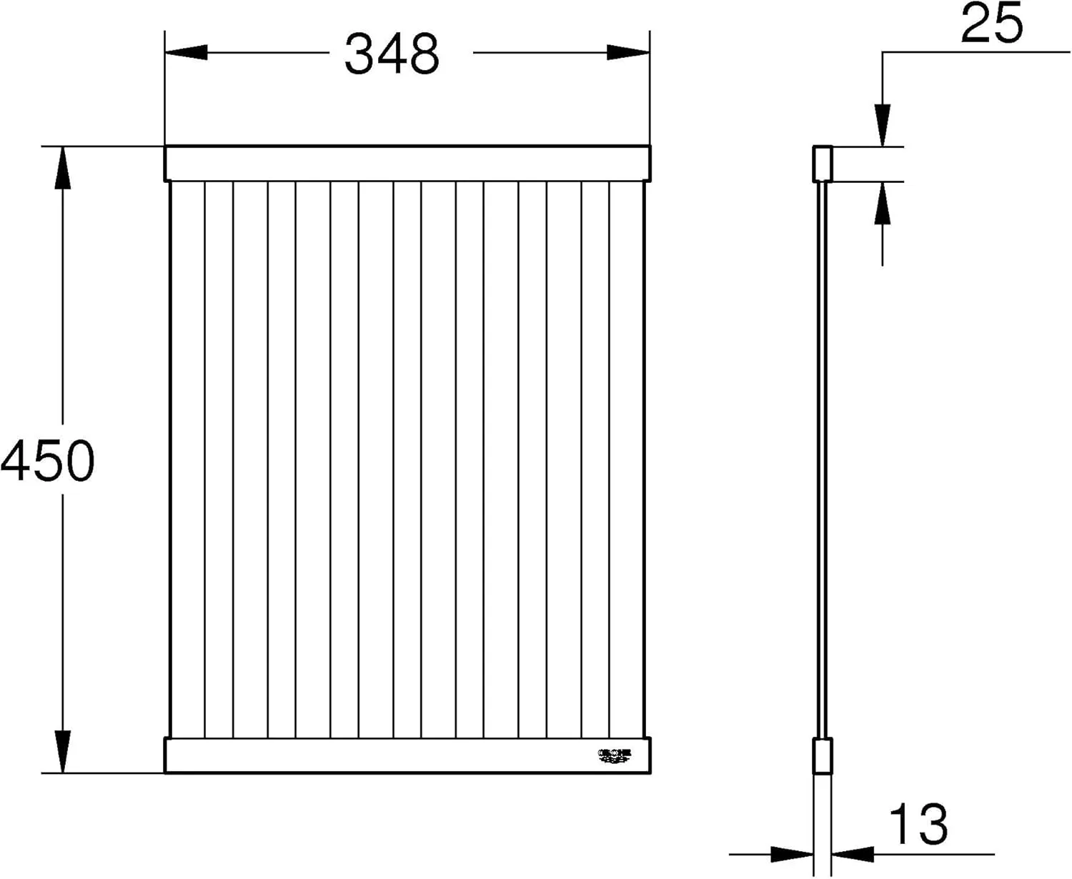 Складная большая полка для посуды 450x348, размер L, нержавеющая сталь Grohe 40856SD0