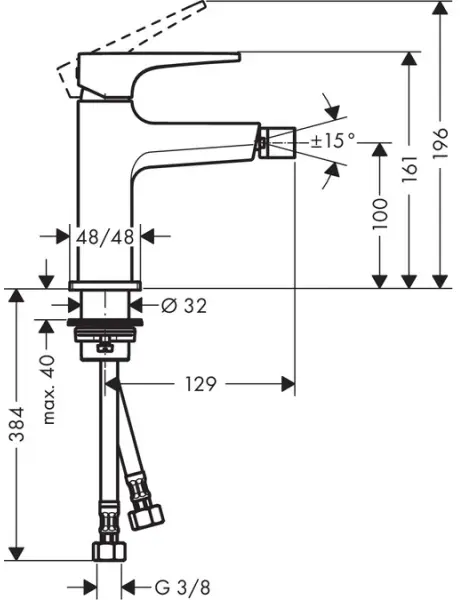 Смеситель для биде с донным клапаном, хром Hansgrohe Metropol 32520000