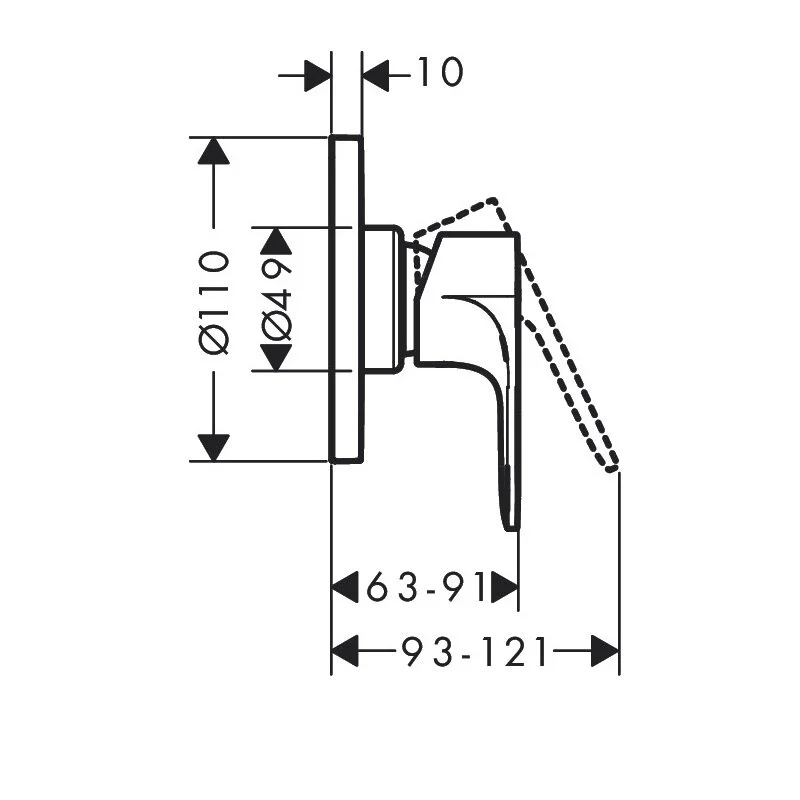 Смеситель для душа, встраиваемый, внешняя часть, черный Hansgrohe Rebris S 72659670