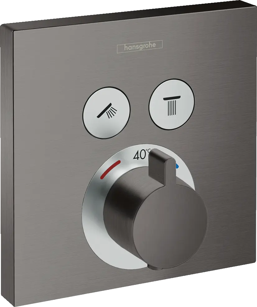 Термостат для душа, встраиваемый, для 2 потр., шлиф.черный хром Hansgrohe ShowerSelect 15763340