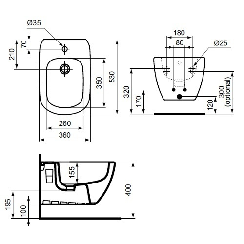 Биде подвесное Ideal Standard Tesi T355201