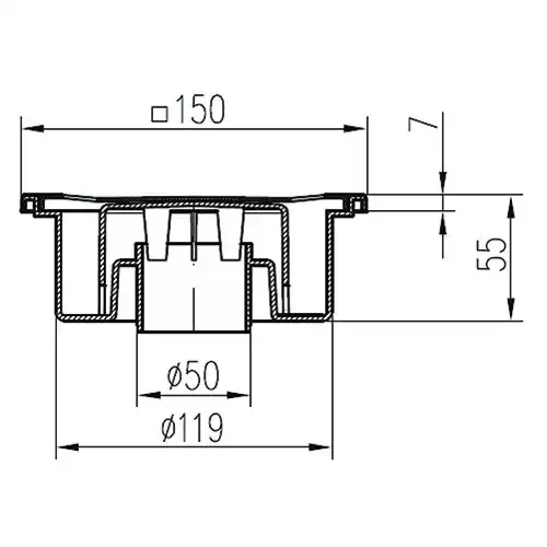 Трап точечный для пола, нижний слив MCH 320P
