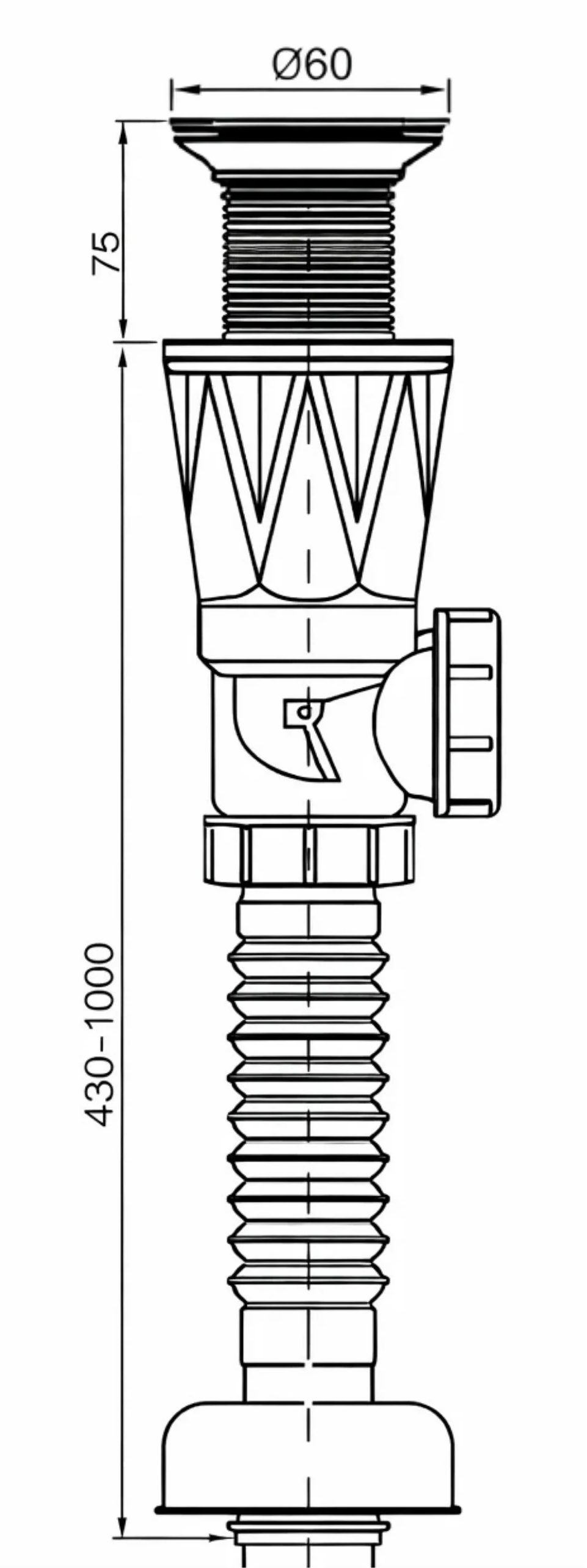 Сифон для раковины с сухим затвором и донным клапаном, хром Baoleelai BLL-81128