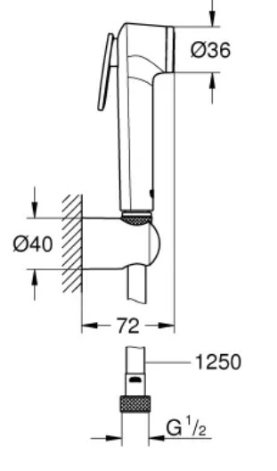 Гигиенический душ, холодный рассвет глянцевый Grohe Tempesta-F Trigger Spray 30 27513GL1