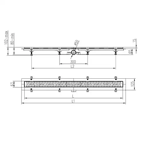 Трап линейный для пола, боковой слив MCH CH1050/50H1