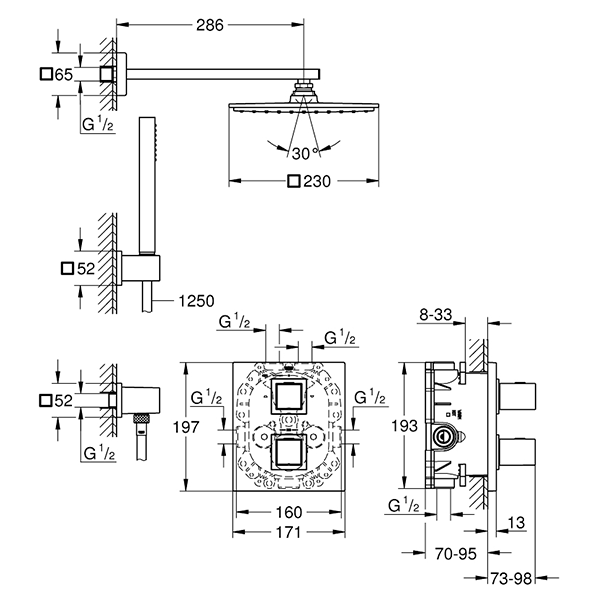 34506000 Grohtherm Cube Душевая система с термостатом встроенным 