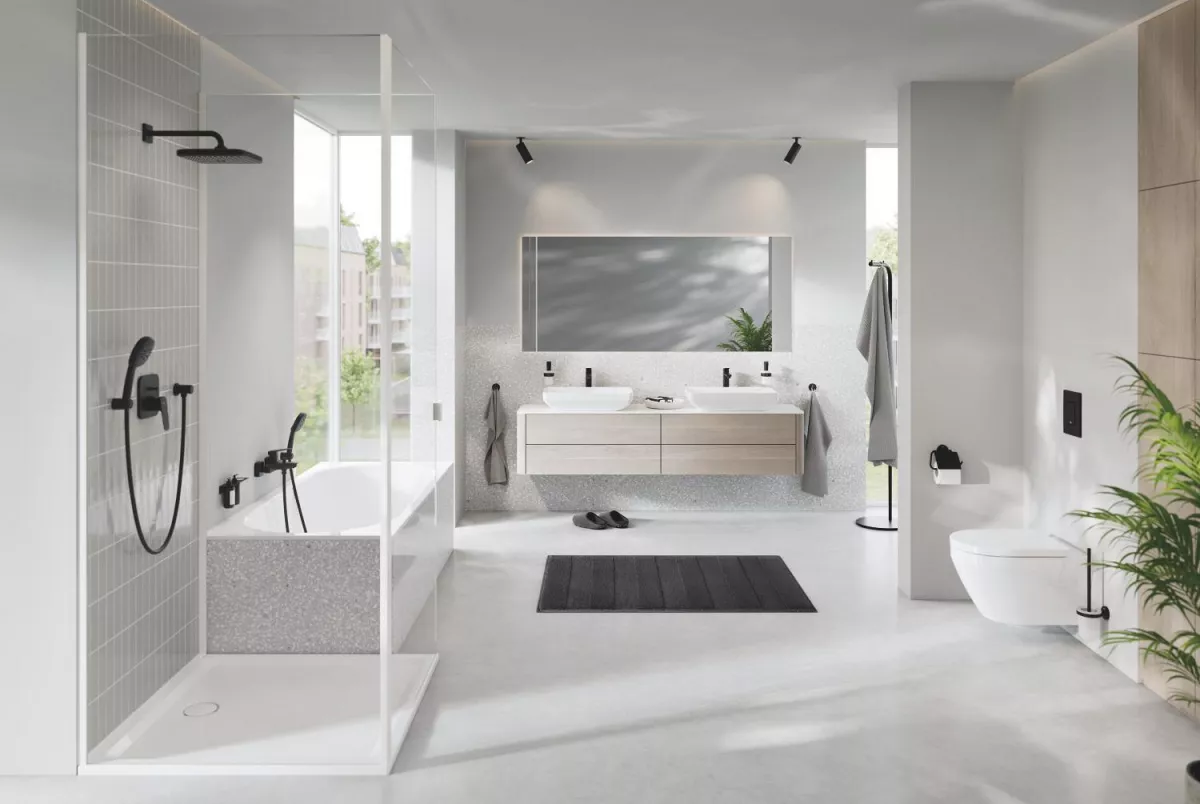 Верхний душ, квадратный, кронштейн 380, черный Grohe Tempesta 250 Cube 266872430