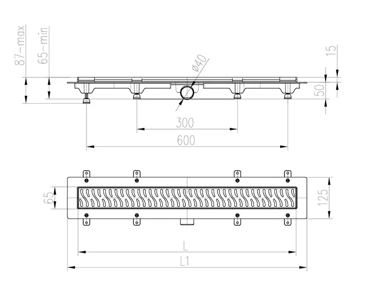 Трап линейный для пола, боковой слив MCH CH750HN1