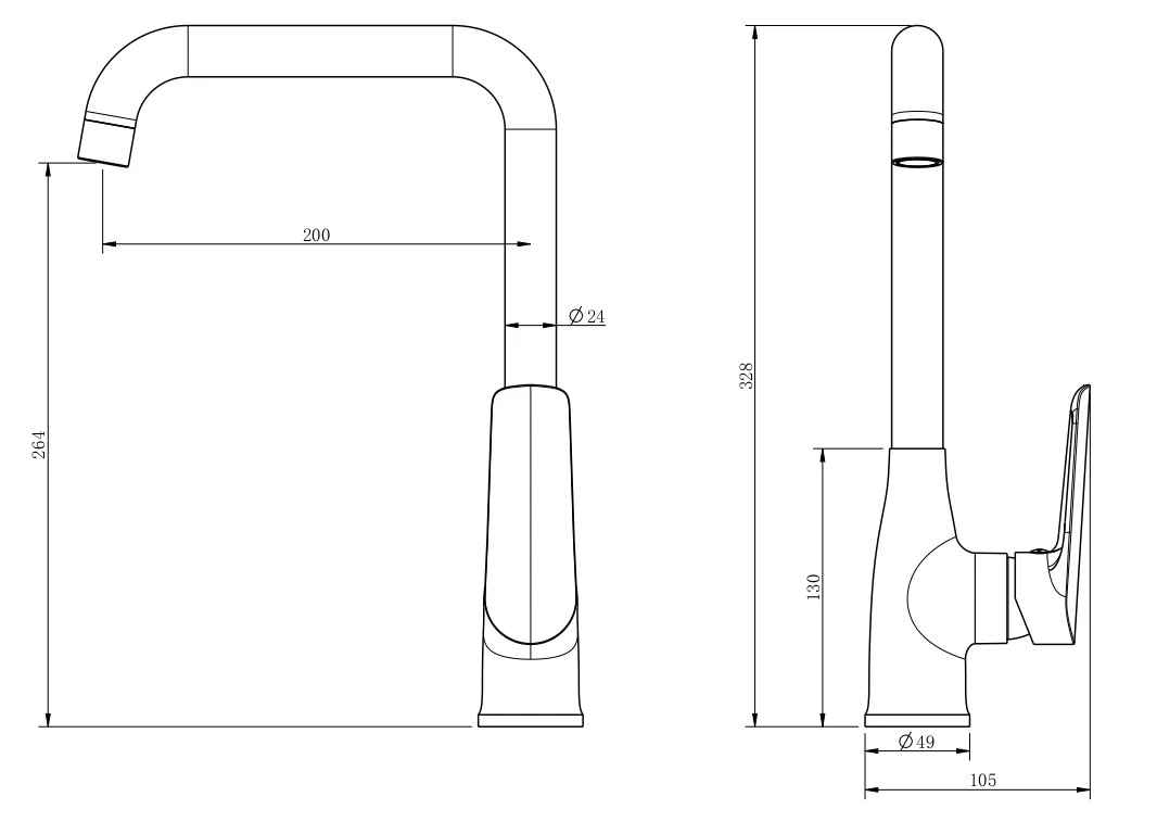 Смеситель для кухни, черный ESKO Lagos Black LG06B