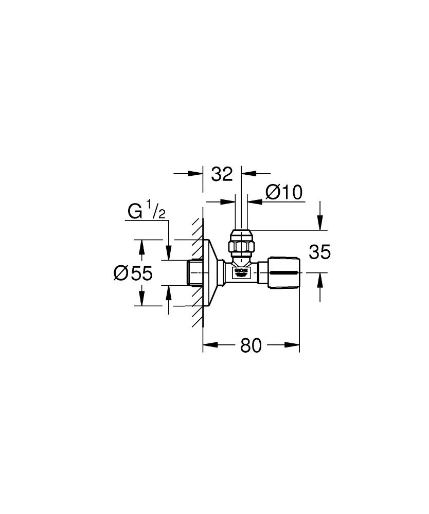 Вентиль угловой 1/2x3/8 для подключения смесителей, черный Grohe 22074KF0