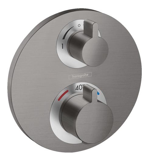 Термостат для душа, внешняя часть, шлифованный черный хром Hansgrohe Ecostat S 15758340