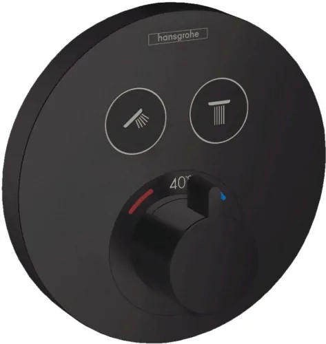 Термостат для душа, встраиваемый, на 2 потребителя, черный Hansgrohe ShowerSelect 15743670
