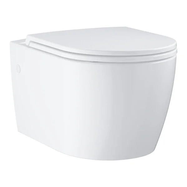 Унитаз подвесной, безободковый, с сиденьем, с крепежами, белый Grohe Bau Ceramic 103860SH00