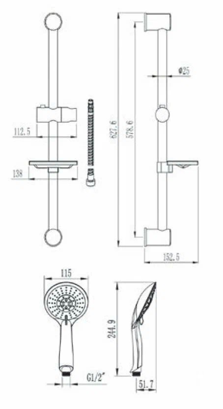 Душевой гарнитур, хром VODA VSS855