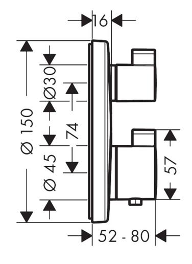 Термостат для душа, внешняя часть, шлифованный черный хром Hansgrohe Ecostat S 15758340