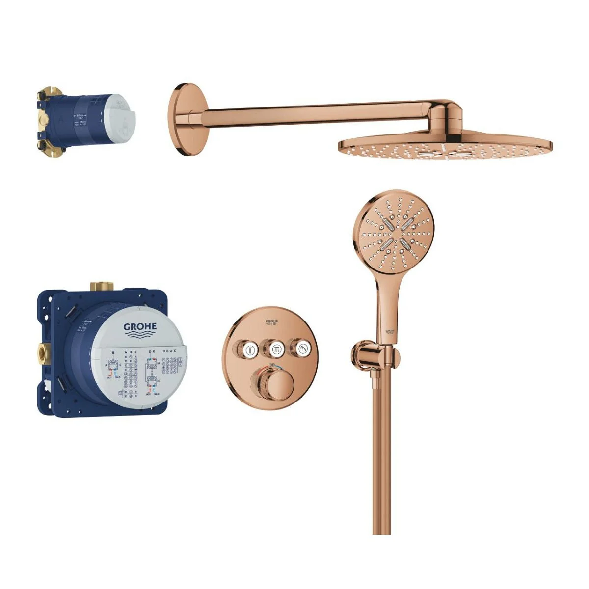 Душевая система встраиваемая, теплый закат глянцевый Grohe Grohtherm SmartControl 310 34863DA0