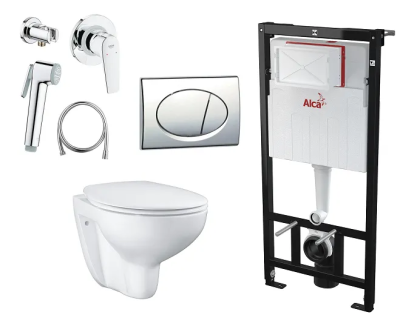 Комплект 5в1: Инсталляция с панелью смыва M71, унитаз с сиденьем, гигиенический душ 124900 K21100602