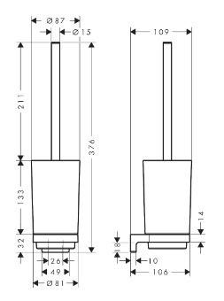 Туалетный ершик, комплект, шлиф. черный хром Hansgrohe AddStoris S 41782340