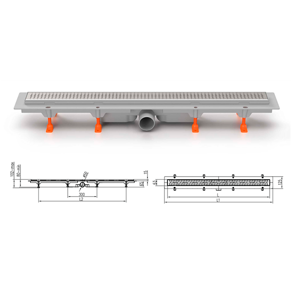 Трап линейный для пола, боковой слив MCH CH850/50S1