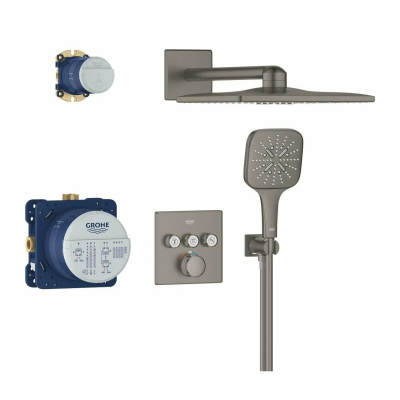 Душевая система встраиваемая, темный графит матовый Grohe Rainshower 310 Cube 34864AL0 Душевая система встраиваемая, темный графит матовый Grohe Rainshower 310 Cube 34864AL0