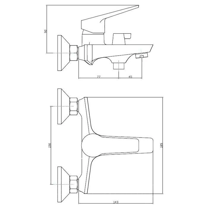 Смеситель для ванны, золото ESKO Murano MR54Gold