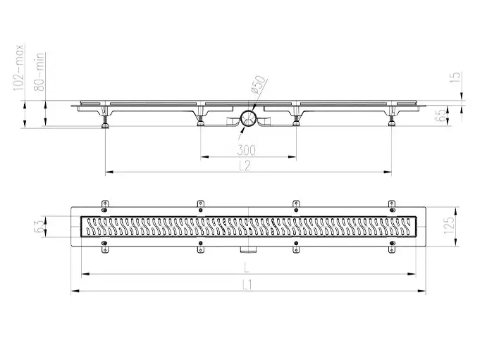 Трап линейный для пола, боковой слив, золото MCH CH750/50KN1ZL